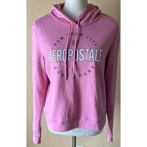 Aéropostale Women’s Pink Logo Graphic Fleece Pullover Hoodie Size M